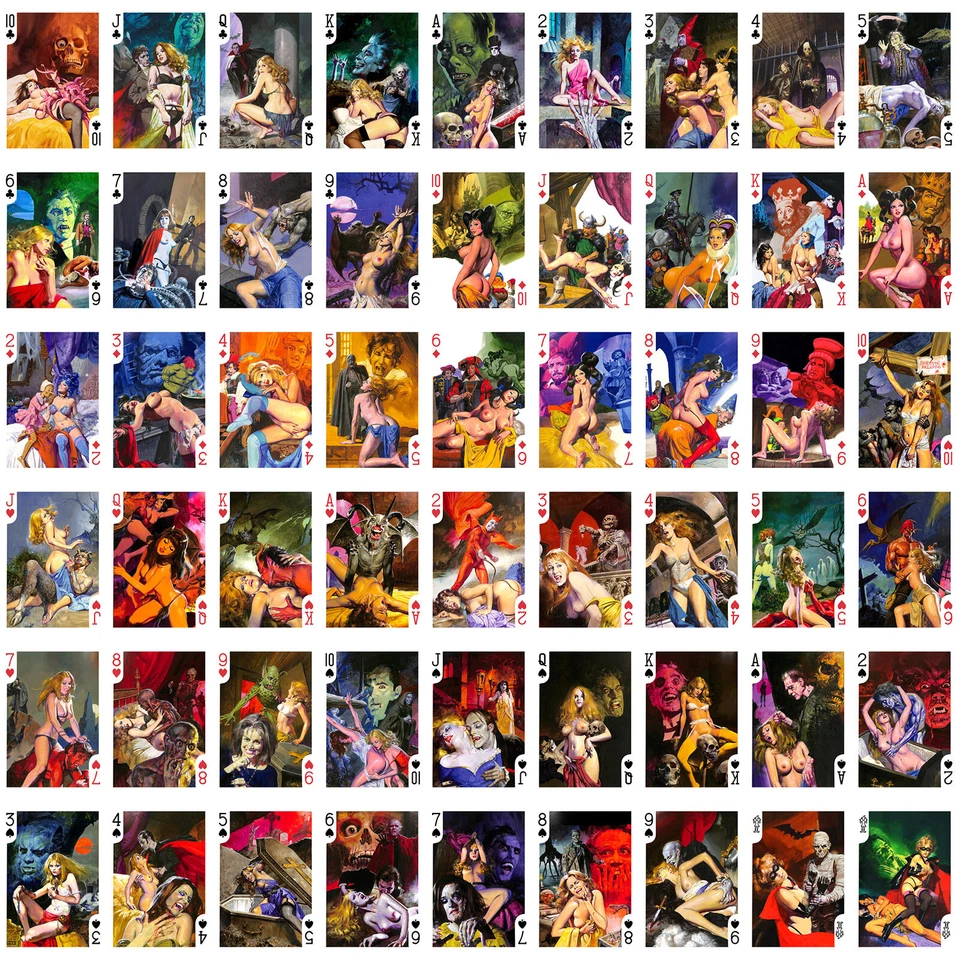 Playing Cards (Poker Deck 54 Cards) Pulp Horror Beauties Vintage Pin-Up Art 177 - Image 2 of 4