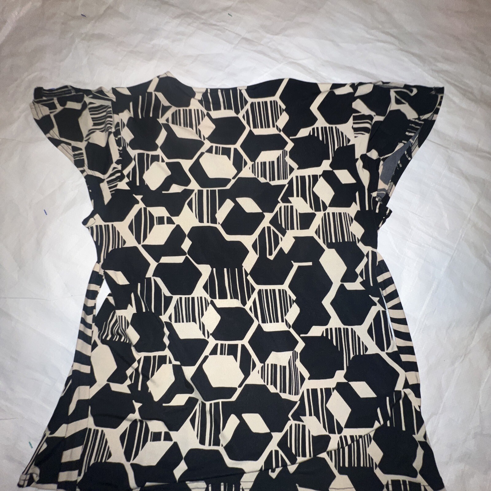 Attention Size Small Women’s Short Sleeve Tie Front Flared Blouse 