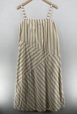 GAP Dress M Striped Midi Slip Sundress Spaghetti Strap Cotton Beige