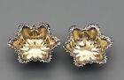 Antique Dominick & Haff Sterling Silver 3 Footed Floral Border Salt Dish - Pair
