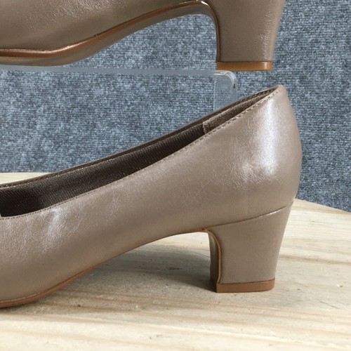 LifeStride Heels Womens 6 D Jade Slip On Square Toe Pumps Brown Faux Leather - Picture 3 of 18