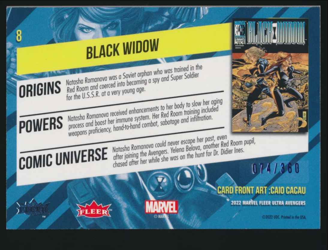 2022 Fleer Ultra Avengers Blue #8 Black Widow 074/360 | eBay 2022 Fleer Ultra Avengers Blue #8 Black Widow 074/360 | eBay