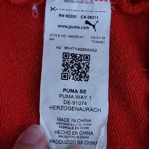 Puma Hoodie Mens L Red Black White Logo 595200-47 Puma Way TINY SPOT - Picture 8 of 10