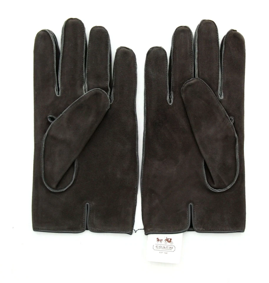 Guantes Coach para hombre 100 % cuero nobuck, forrados de seda, negro esquisto 80967, $98 Foto 2 de 4