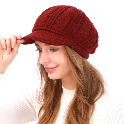Women's Winter Beanie Hat Warm Knitted Lazy Fleece Beret Warm