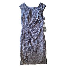 Adrianna Papell Womens Lace Overlay Dress Gray And Purple Size 6 NWT New
