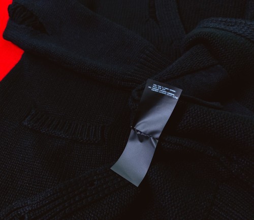SAINT LAURENT Women 100% Cashmere Black Distressed Sweater Size M Cardigan - Picture 14 of 19