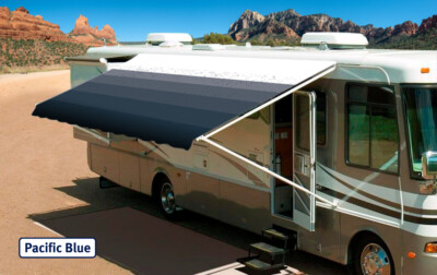 #ad RV Awning Replacement fabric canopy 11#x27; Pacific Blue w Wht W G Fabric:10#x27;2quot; $205.00