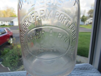 TREQ Milk Bottle Ed Hancock Farm Dairy Port Crane NY BROOME CO Grade A Raw 1936