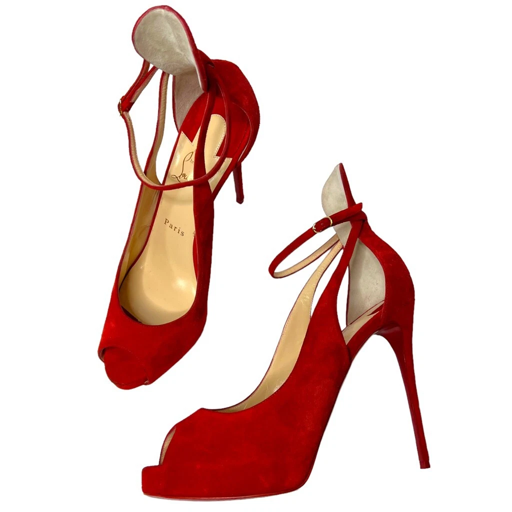 red suede louboutin heels