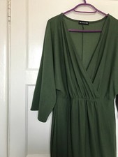 Pretty Little Thing Green 3/4 Wide Sleeve Tunic Dress UK Size 10 PLT