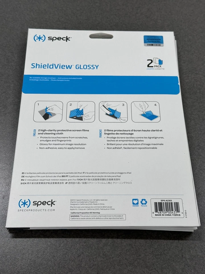 Speck Shieldview - GLOSSY - 2-PACK for iPad Air/2 - NEW/SEALED Package - Image 2 of 3