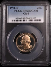 1976-S Washington Quarter 25c Certified by PCGS PF69 ULTRA CAMEO