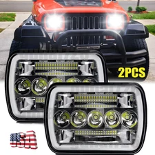 2PCS For Jeep Wrangler YJ 1987-1995 5x7" 7x6 Square LED Headlights High Low Beam