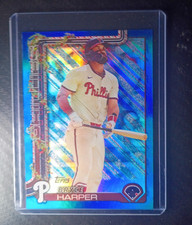 Topps 2025 Holiday Blue Metallic Glitter Bryce Harper Phillies H69 Baseball Card
