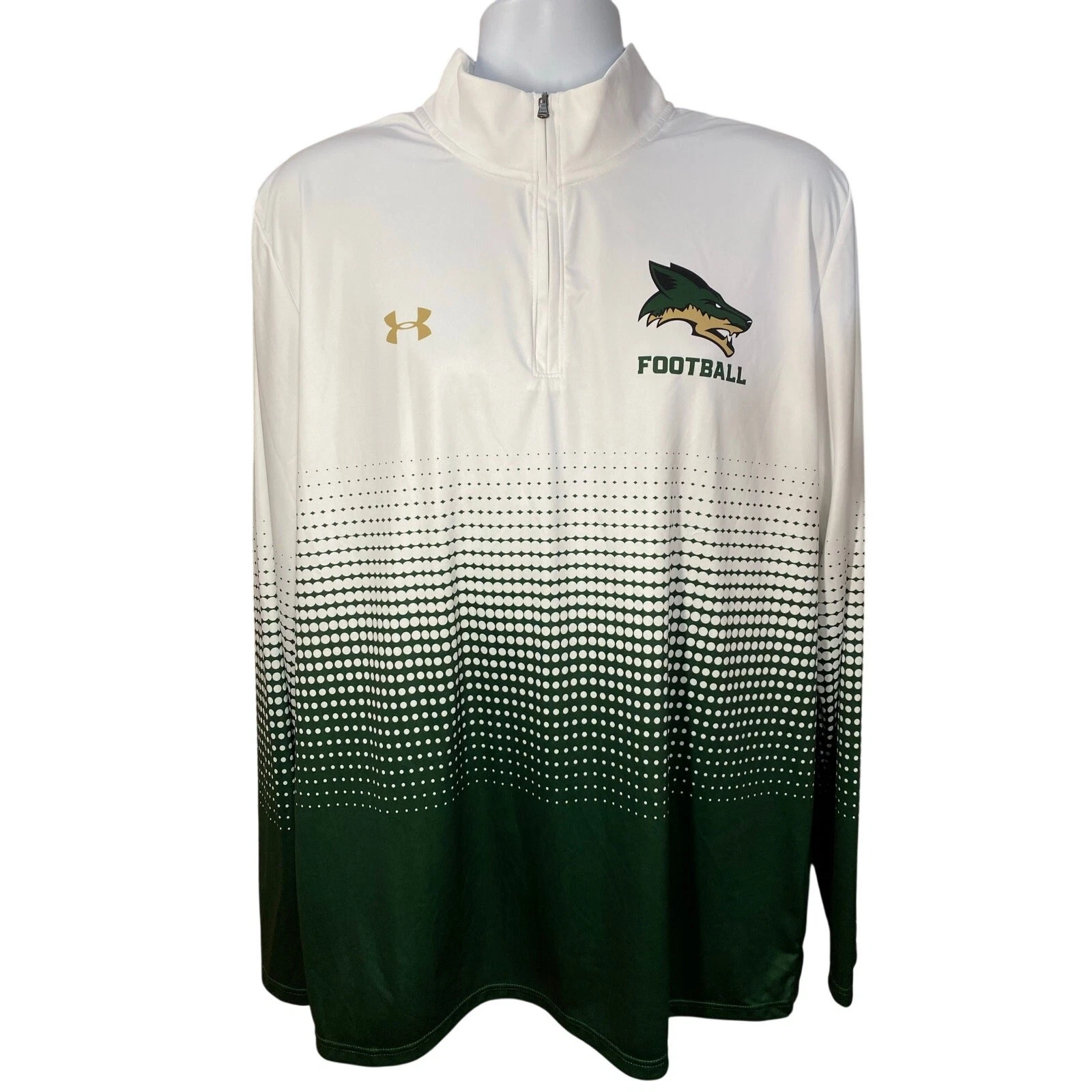 UNDER ARMOUR Skyline High School Quarter Zip — White & Green 2XL