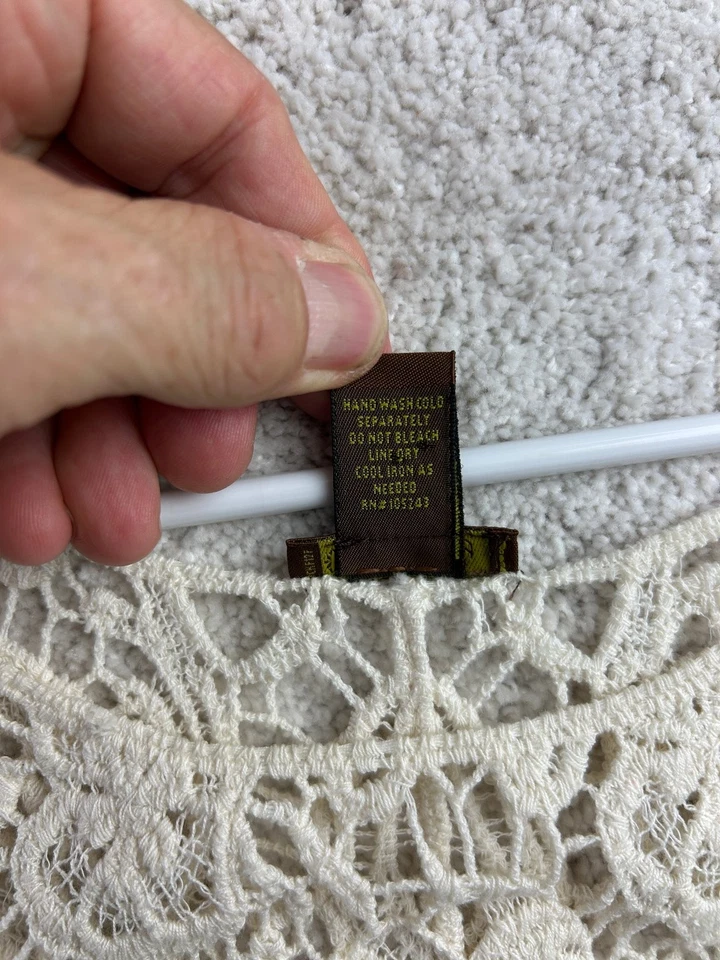 Top de algodón crochet de encaje crema XL Copper Key para mujer Foto 4 de 4