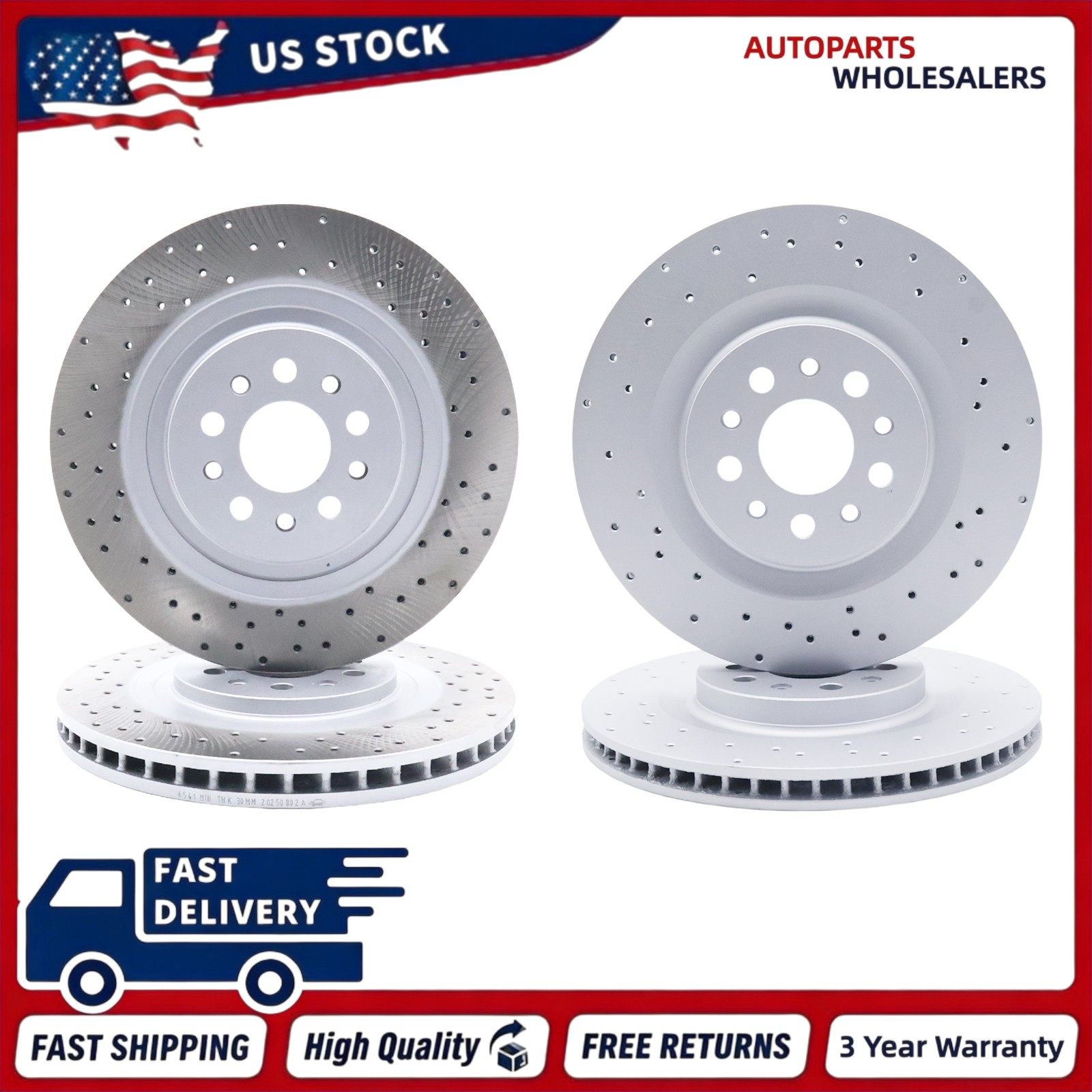 4x High-Quality Front Rear Brake Rotor For 2017-22 Maserati Ghibli Quattroporte