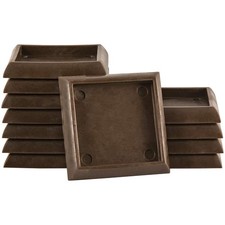 12 PCS Furniture Caster Cups Square 1-3/4 Inch Brown Carpet Hard Floor