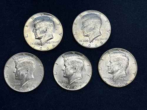 1965-1969 JFK 40% Silver Half Dollar Lot AU-BU Proof Like Luster Set