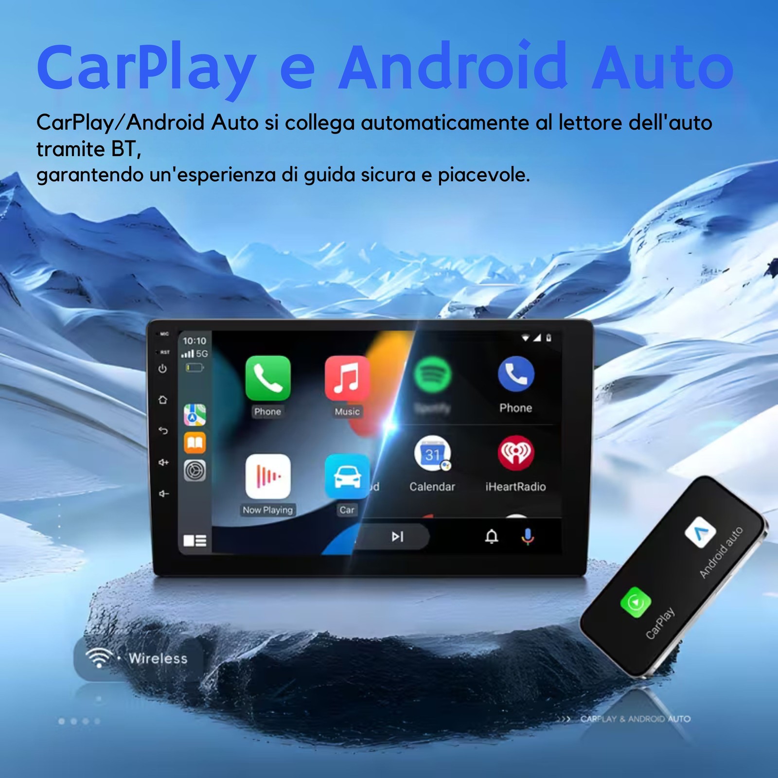 Yasta - Autoradio Doppio Din 9 Pollici Touch Screen CarPlay Android Bluetooth GPS - Miniatura 2