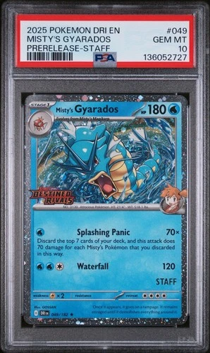 Misty's Gyarados STAFF PSA 10 - 049/182 - Holo Promo - Destined Rivals - Pokemon