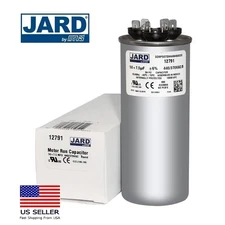 50 + 7.5 x 370/440 VAC Round Dual Run Capacitor 12791 Replaces C35075R C45075R