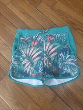 Columbia Girl's Hawaiian Teal Print Water Shorts Size Small