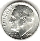 1946 D ROOSEVELT DIME in UNCIRCULATED CONDITION ~ FIRST YEAR OF ISSUE stk401