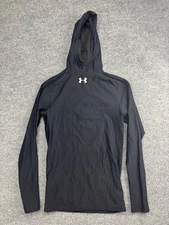 Under Armour Shirt Mens Large Black Hooded Compression Base Layer Athletic