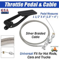 Universal For Street Hot Rod Black Aluminum Gas Pedal Black Throttle Cable Kit