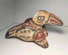 Vtg Whistle Clay Mexican Folk Art Indigenous Musical Instrument Toucan Bird 