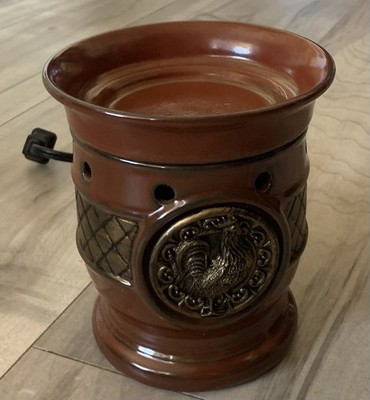 Scentsy Full Size Brown Oil/Wax Warmer Aia Retired Farmhouse Country Rooster