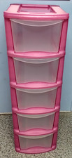 631.   Curver UK Ltd Pink 5 Drawer Unit Made in England Storage Cart Organizer