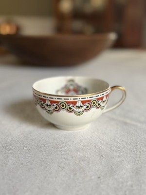 Antique T&V Limoges Teacup Art Deco Gold Handle France Bell Mark c1910