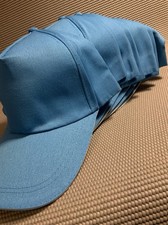 NEW Lot Of Ten 10 Blank Light Blue Clasp Back Strapback Baseball Hats