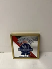 Vintage Pabst Blue Ribbon PBR Beer Mirror Sign 5x5” Square Gold Framed Bar Decor