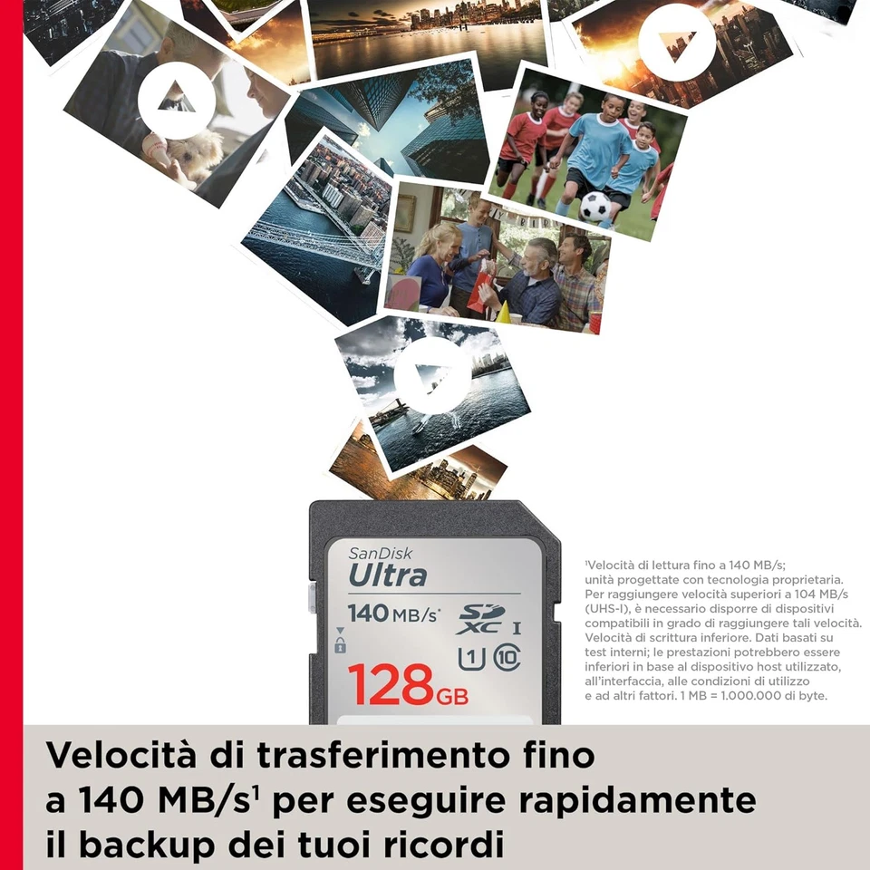 128 GB Ultra SDXC Scheda Di Memoria, Con Velocità Fino a 140 Mb/S, Prestazioni D - Immagine 4 di 4