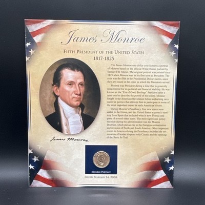 2008 James Monroe Presidential $1 Coin in Display Card