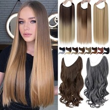 Real Soft as Human Hairpiece Invisible Wire in Hair Extensions One Piece Ring US