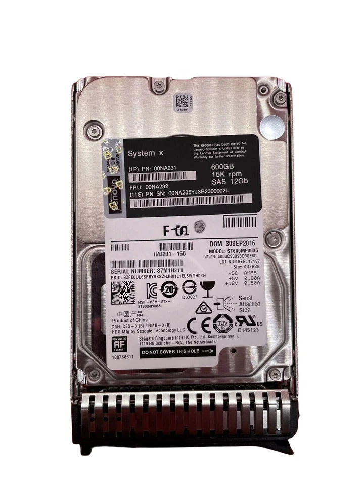LENOVO 00NA232 00NA235 00NA231 600GB 15K RPM 12G 2.5" SFF SAS X3650 M5 HDD NEW - Image 2 of 4