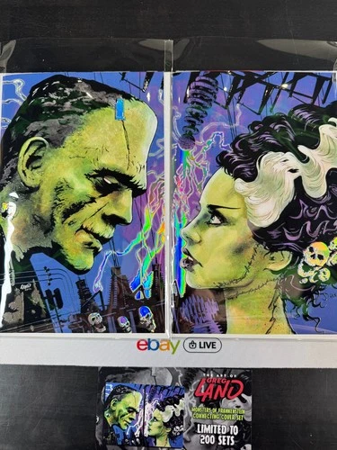 FRANKENSTEIN BRIDE OF FRANKENSTEIN EMBOSSED FOIL GREG LAND ARTBOOK SET LMTD 200