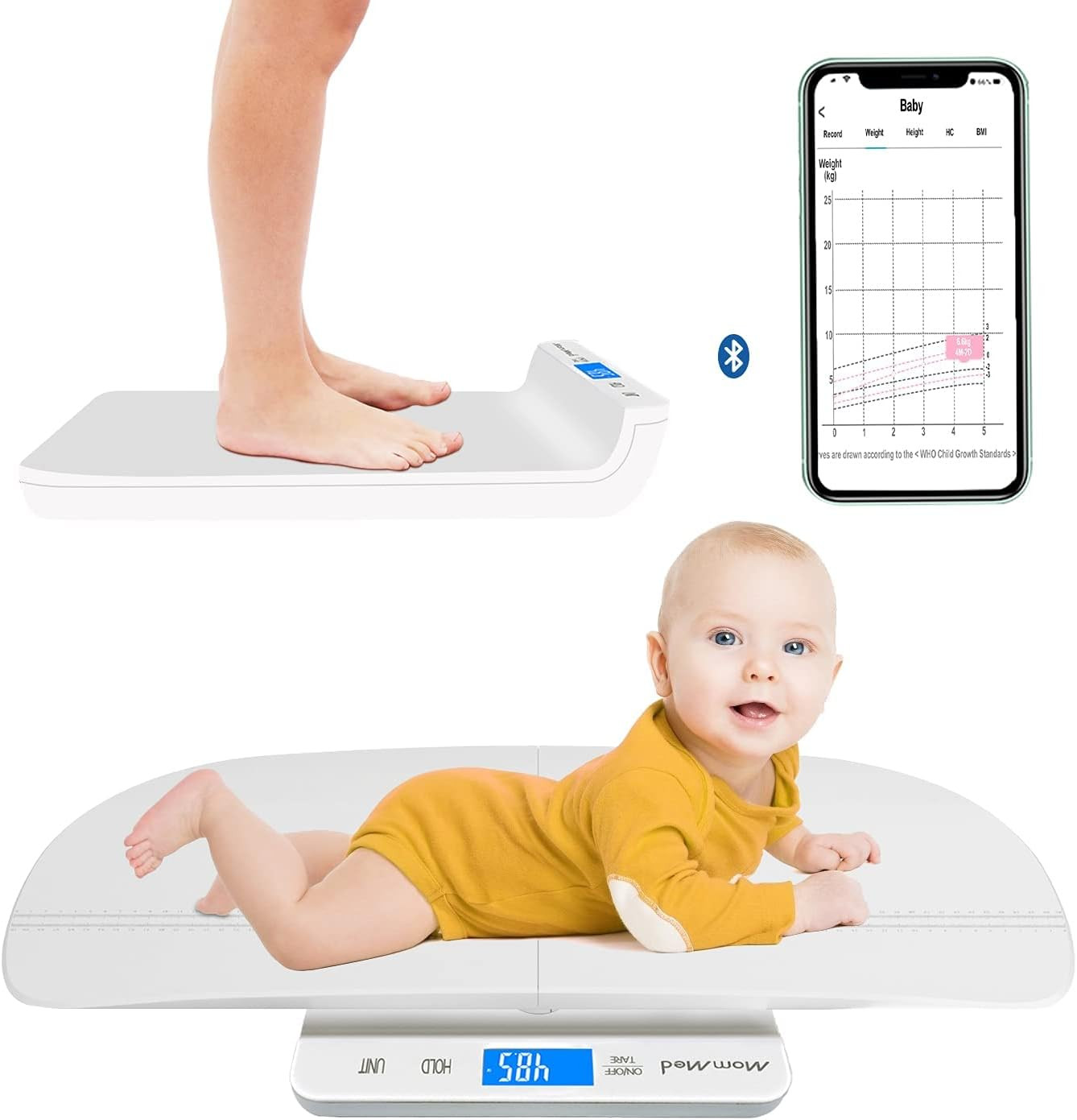 Bilancia Multifunzione Animali e Neonati Bluetooth | Portata 100kg