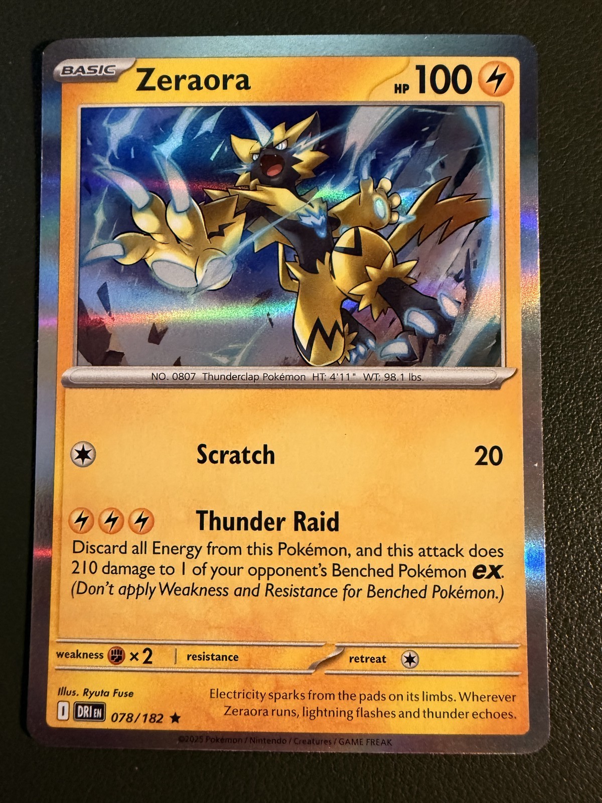 Pokemon TCG Zeraora 78/182 Destined Rivals Holo NM