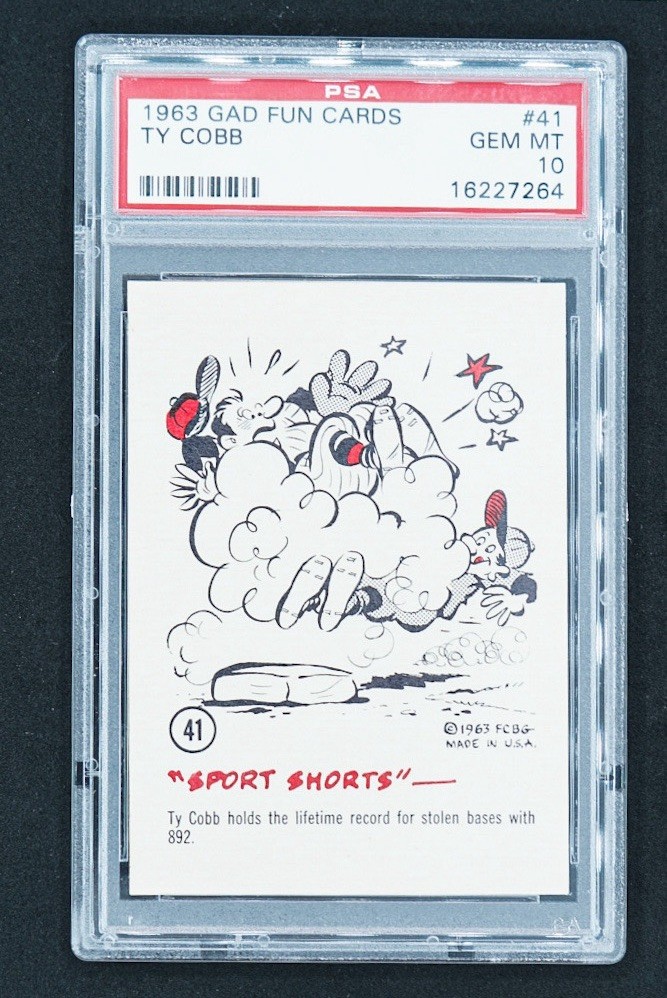 1963 GAD FUN CARDS TY COBB SPORT SHORTS BASEBALL #41 TIGERS GEM MINT PSA 10 view 3