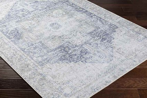 Nora Traditional Light Gray Washable Mandala Area Rug - Picture 5 of 17