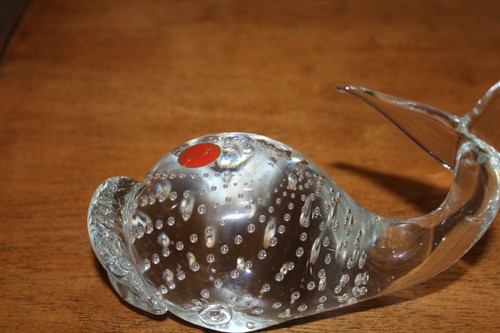 Murano Hand Crafted Crystal Glass Bubbles Whale Paperweight Made in Italy Signed - Picture 7 of 16