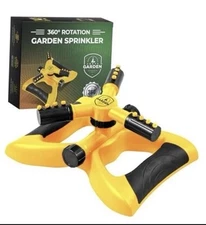 Joeys Sprinkler for Yard, Rotating Garden Sprinkler for Large Area YELLOW- New