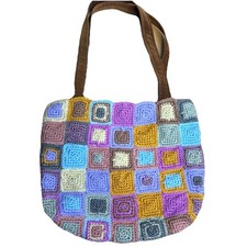 Handmade Crochet Granny Square Shoulder Bag Purse