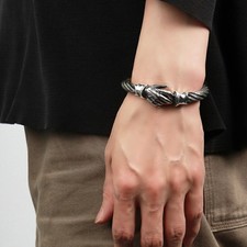Handshake Wire Bangle Bracelet, 925 Silver & ...